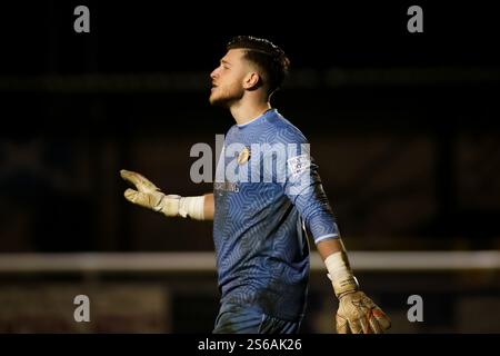 Callum Hawkins di Leamington durante la partita della Vanarama National League North, Leamington contro Chester Foto Stock