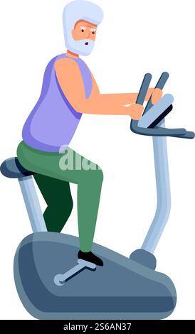 Icona della cyclette senior. Cartoni animati dell'icona vettoriale di una cyclette senior per il web design isolato su sfondo bianco. Icona della cyclette senior, stile cartoni animati Illustrazione Vettoriale