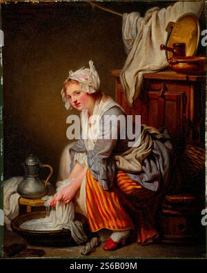 Jean-Baptiste Greuze (francese - la lavandaia (La Blanchisseuse) - Foto Stock