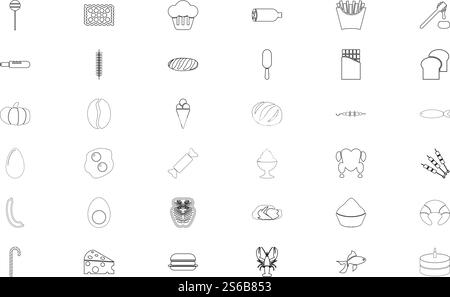 Gastronomia gastronomia gastronomia gastronomia, colore nero, contorno, illustrazione vettoriale. Gastronomia gastronomica gastronomia gastronomia gastronomia, colore nero, immagine di stile Illustrazione Vettoriale
