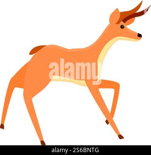 Icona spaventata della gazzella. Cartone animato dell'icona vettoriale spaventata della gazzella per il web design isolato su sfondo bianco. Icona della gazzella spaventata, stile cartoni animati Illustrazione Vettoriale
