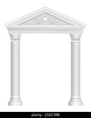 Arco antico. Ingresso al palazzo colonnato immagini vettoriali architettoniche in stile barocco. Architettura ad arco, pilastro classico, colonnato e illustrazione ad arco. Arco antico. Ingresso al palazzo colonnato immagini vettoriali architettoniche in stile barocco Illustrazione Vettoriale