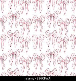 Doodle stravagante di prua di ciliegia. Motivo rococò senza cuciture disegnato a mano Illustrazione Vettoriale