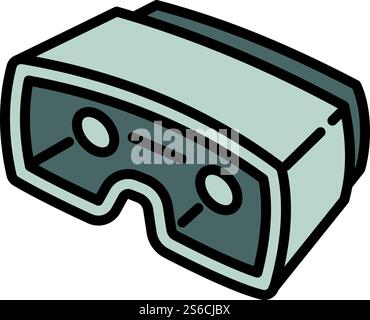 Icona degli occhiali da gioco in cartone. Contorno dell'icona vettoriale degli occhiali da gioco in cartone per il web design isolato su sfondo bianco. Icona degli occhiali da gioco in cartone, stile Illustrazione Vettoriale