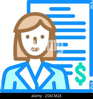 vettore icona colore lavoro donna contabile. una donna contabile, un cartello di lavoro. illustrazione del simbolo isolato. illustrazione vettoriale dell'icona del colore del lavoro della donna contabile Illustrazione Vettoriale