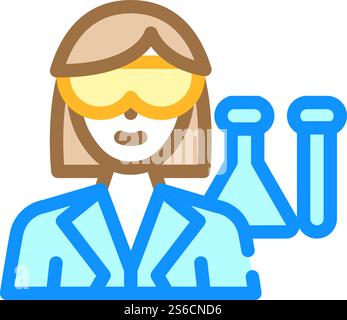 vettore icona colore lavoro donna chimica. una donna chimica, un cartello di lavoro. illustrazione del simbolo isolato. illustrazione vettoriale dell'icona del colore del lavoro della donna chimica Illustrazione Vettoriale