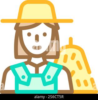 vettore icona colore lavoro donna agricoltrice. una donna contadina, insegna di lavoro. illustrazione del simbolo isolato. illustrazione vettoriale dell'icona del colore del lavoro donna agricoltrice Illustrazione Vettoriale
