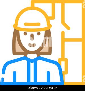 vettore icone colore lavoro donna architetto. architetto donna, firma di lavoro. illustrazione del simbolo isolato. illustrazione vettoriale dell'icona del colore del lavoro di architetto donna Illustrazione Vettoriale