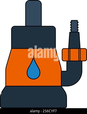 Icona della pompa dell'acqua sommersa. Contorno modificabile con disegno riempimento colore. Illustrazione vettoriale. Illustrazione Vettoriale