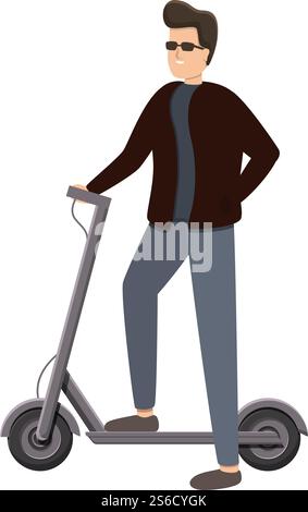 Icona scooter elettrico fashion boy. Cartone animato dell'icona vettoriale di uno scooter elettrico per il web design isolato su sfondo bianco. Icona scooter elettrico fashion boy, stile cartoni animati Illustrazione Vettoriale