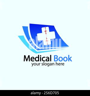 Logo del libro medico icona vettore di disegno, libro di salute Education logo disegni ispirazione. Illustrazione Vettoriale