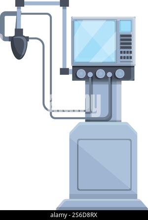 Icona della macchina medica del ventilatore del paziente. Cartoni animati dell'icona del vettore della macchina medica del ventilatore del paziente per la progettazione Web isolata su sfondo bianco. Icona della macchina medica del ventilatore del paziente, stile del cartone animato Illustrazione Vettoriale