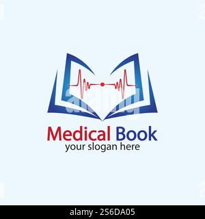Logo del libro medico icona vettore di disegno, libro di salute Education logo disegni ispirazione. Illustrazione Vettoriale