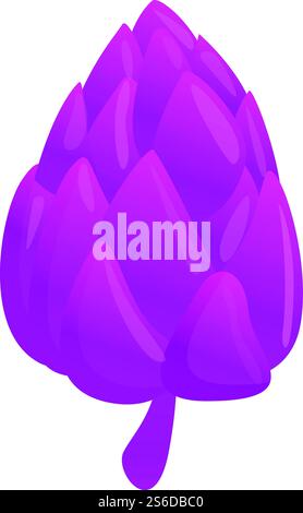 Icona del carciofo viola. Cartone animato con icona vettoriale di carciofo viola per il web design isolato su sfondo bianco. Icona di carciofo viola, stile cartoni animati Illustrazione Vettoriale