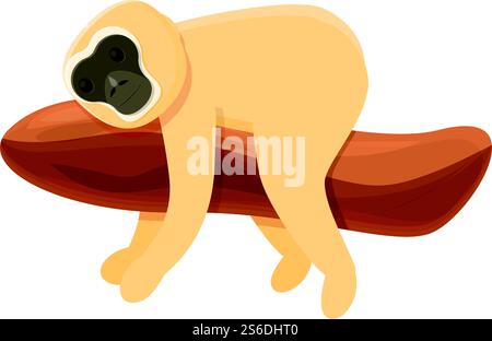 Icona animale gibbone. Cartoni animati di gibbon icona vettoriale animale per il web design isolato su sfondo bianco. Icona animale gibbone, stile cartoni animati Illustrazione Vettoriale