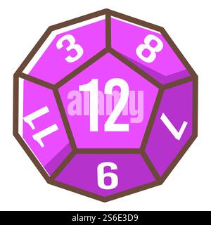 Dadi geometrici con lati e numeri, oggetti esagonali isolati per rpg. Giochi di ruolo, giochi da tavolo e competizioni. Sfide tra i concorrenti. Lanciare un cubo fortunato. Vettore in stile piatto. Gioco da tavolo dadi esagonali, gioco di ruolo Illustrazione Vettoriale