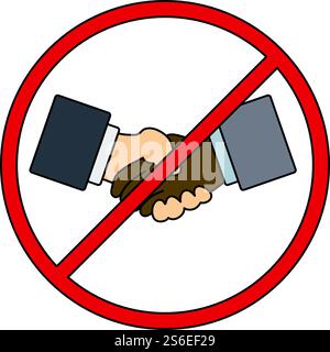 Nessuna icona di scuotimento a mano. Contorno modificabile con disegno riempimento colore. Illustrazione vettoriale. Illustrazione Vettoriale