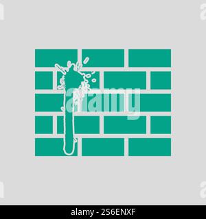 Icona Blood on Brick Wall. Verde su sfondo grigio. Illustrazione vettoriale. Illustrazione Vettoriale