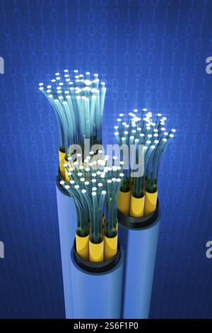rendering 3d di un cavo in fibra ottica Foto Stock