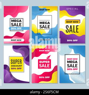 Banner di vendita. Sfondo astratto per offerte super speciali sfondi mobili che pubblicizzano il concept insta volantino speciale di marketing vettoriale. Vendita speciale, poster degli sconti, illustrazione della promozione al dettaglio. Banner di vendita. Sfondo astratto per offerte super speciali sfondi mobili che pubblicizzano il concept insta volantino speciale di marketing vettoriale Illustrazione Vettoriale