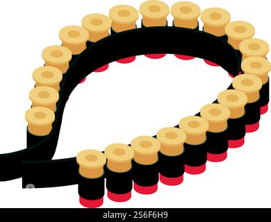 Icona delle cartucce di fucili da caccia. Icona vettoriale isometrica delle cartucce di caccia per fucili per la progettazione Web isolata su sfondo bianco. Icona delle cartucce di fucili da caccia, stile isometrico Illustrazione Vettoriale
