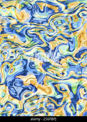 Illustrazione di un astratto astratto arancio selvatico e sfondo blu Foto Stock