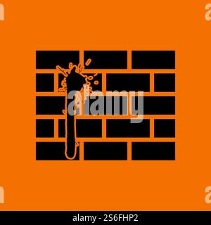 Icona sangue sulla parete di mattoni. Nero su sfondo arancione. Illustrazione vettoriale. Illustrazione Vettoriale