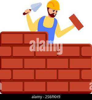 Icona muro mattoni costruttore. Cartone animato dell'icona vettoriale muratura del costruttore per la progettazione Web isolato su sfondo bianco. Icona muratura in mattoni, stile cartone animato Illustrazione Vettoriale