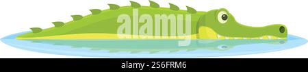 Icona Calm Crocodile. Cartoni animati di un'icona vettoriale di coccodrillo calmo per il web design isolato su sfondo bianco. Icona di coccodrillo calmo, stile cartoni animati Illustrazione Vettoriale