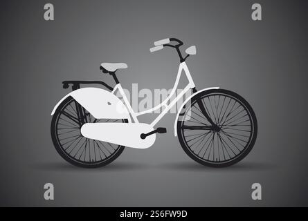 illustrazione 2d in bianco e nero di una bicicletta tipica Foto Stock