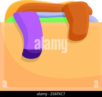 Icona Dona scatola abiti. Cartone animato dell'icona vettoriale della scatola degli abiti per il web design isolato su sfondo bianco. Fai una donazione dell'icona della scatola degli abiti, in stile cartone animato Illustrazione Vettoriale