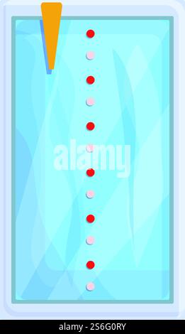 Icona vista piscina dall'alto. Cartone animato della vista piscina dall'icona vettoriale superiore per il web design isolato su sfondo bianco. Vista sulla piscina dall'alto, in stile cartoni animati Illustrazione Vettoriale