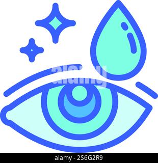 Icona della lente a contatto con gel gocciolante. Icona vettoriale della lente a contatto con gel di caduta perimetrale per la progettazione Web isolata su sfondo bianco. Icona lente a contatto gel goccia, stile contorno Illustrazione Vettoriale