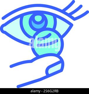 Icona lente a contatto donna. Icona vettoriale della lente a contatto donna Outline per il web design isolata su sfondo bianco. Icona a forma di lente a contatto donna, stile di contorno Illustrazione Vettoriale