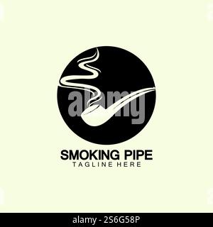 Pipe Smoking Logo icona vettoriale illustrazione design.Tobacco, sigaro, pipe icona immagine vettoriale. Illustrazione Vettoriale