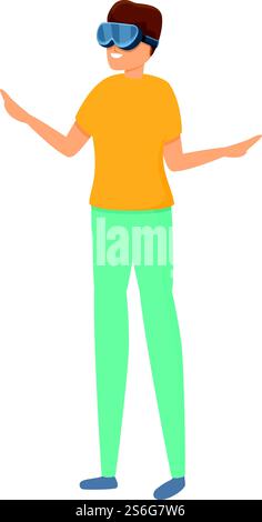Icona interazione virtuale. Cartone animato dell'icona vettoriale di interazione virtuale per il web design isolato su sfondo bianco. Icona di interazione virtuale, stile cartone animato Illustrazione Vettoriale