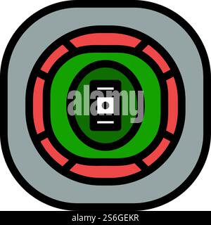 Icona Cricket Stadium. Contorno grassetto modificabile con disegno riempimento colore. Illustrazione vettoriale. Illustrazione Vettoriale