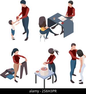 Volontari. Personaggi delle donazioni che si prendono cura di senzatetto bisognoso anziani volontari della comunità vettoriale isometrico. Donazione di cibo e vestiti, illustrazione volontaria della comunità umana. Volontari. Personaggi delle donazioni che si prendono cura di senzatetto bisognoso anziani volontari della comunità vettoriale isometrico Illustrazione Vettoriale