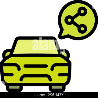 Icona di car sharing. Icona vettoriale di condivisione auto Outline Ride per il web design isolata su sfondo bianco. Icona del car sharing, stile del contorno Illustrazione Vettoriale