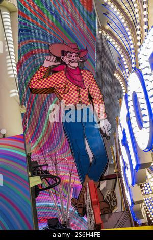 Cartello al neon Vegas Vic, Fremont Street, Las Vegas, Nevada, Stati Uniti Foto Stock