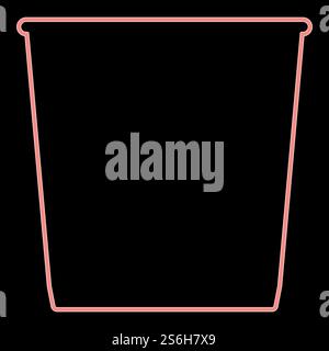 Secchio dei rifiuti al neon si tratta dell'immagine luminosa in stile piatto con illustrazione vettoriale di colore rosso. Cestino al neon l'immagine in stile piatto dell'illustrazione vettoriale di colore rosso Illustrazione Vettoriale