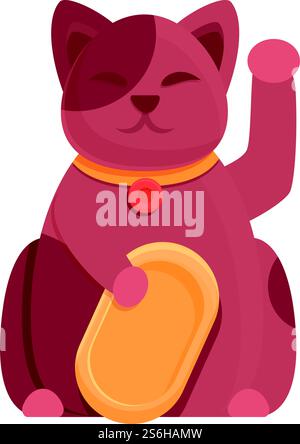 Buongiorno, icona gatto fortunato. Cartoni animati di Hello Lucky Cat, icona vettoriale per il web design isolata su sfondo bianco. Buongiorno icona gatto fortunato, stile cartone animato Illustrazione Vettoriale