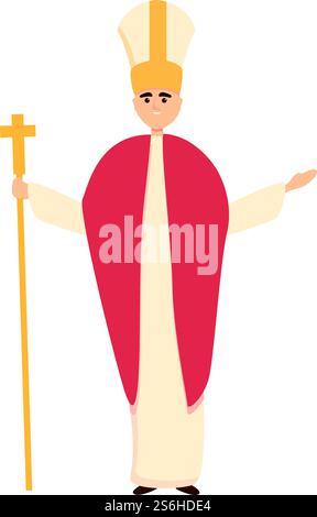 Icona cattolica del Papa. Cartone animato dell'icona vettoriale cattolica Papa per il web design isolato su sfondo bianco. Icona cattolica del Papa, stile cartoni animati Illustrazione Vettoriale