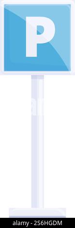 Icona del segnale di parcheggio. Cartone animato dell'icona vettoriale del segnale di parcheggio per il web design isolato su sfondo bianco. Icona del segnale di parcheggio, stile cartoni animati Illustrazione Vettoriale