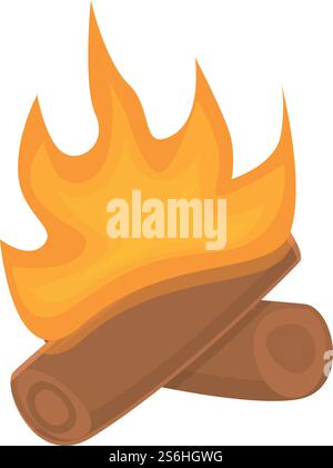 Icona della legna in fiamme. Cartone animato dell'icona vettoriale Burning Wood per il web design isolato su sfondo bianco. Icona della legna in fiamme, stile cartoni animati Illustrazione Vettoriale