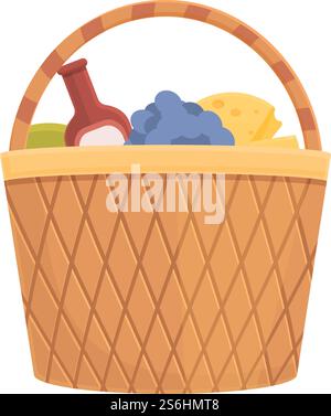 Icona del cestino da picnic estivo. Cartoni animati e piatto dell'icona vettoriale del cestino da picnic estivo per il web design isolato su sfondo bianco. Icona del cestino da picnic estivo, cartoni animati e stile piatto Illustrazione Vettoriale
