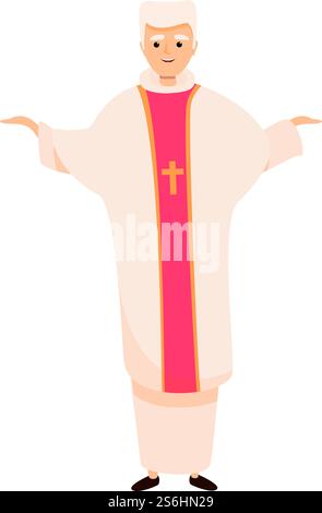 Icona di prete sorridente. Cartone animato dell'icona vettoriale del prete sorridente per il web design isolato su sfondo bianco. Icona di prete sorridente, stile cartoni animati Illustrazione Vettoriale