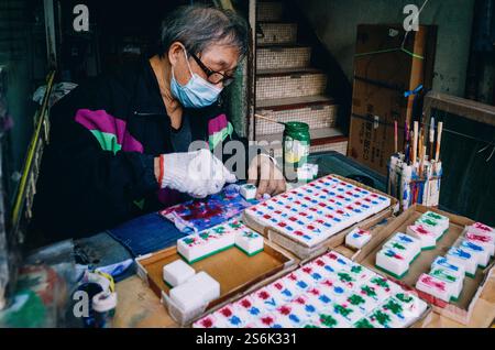 Artigianato Mahjong fatto a mano Foto Stock