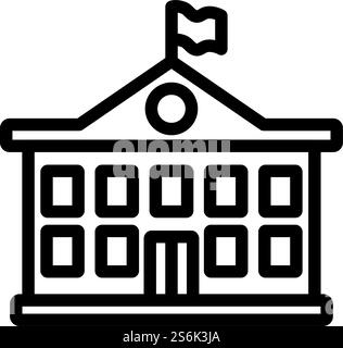 Icona di edificio scolastico. Design del contorno in grassetto modificabile. Illustrazione vettoriale. Illustrazione Vettoriale
