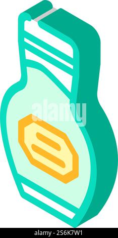 imballo del vettore di icone isometriche. cartello wasabi per imballaggio. illustrazione del simbolo isolato. illustrazione vettoriale dell'icona isometrica del packaging Illustrazione Vettoriale